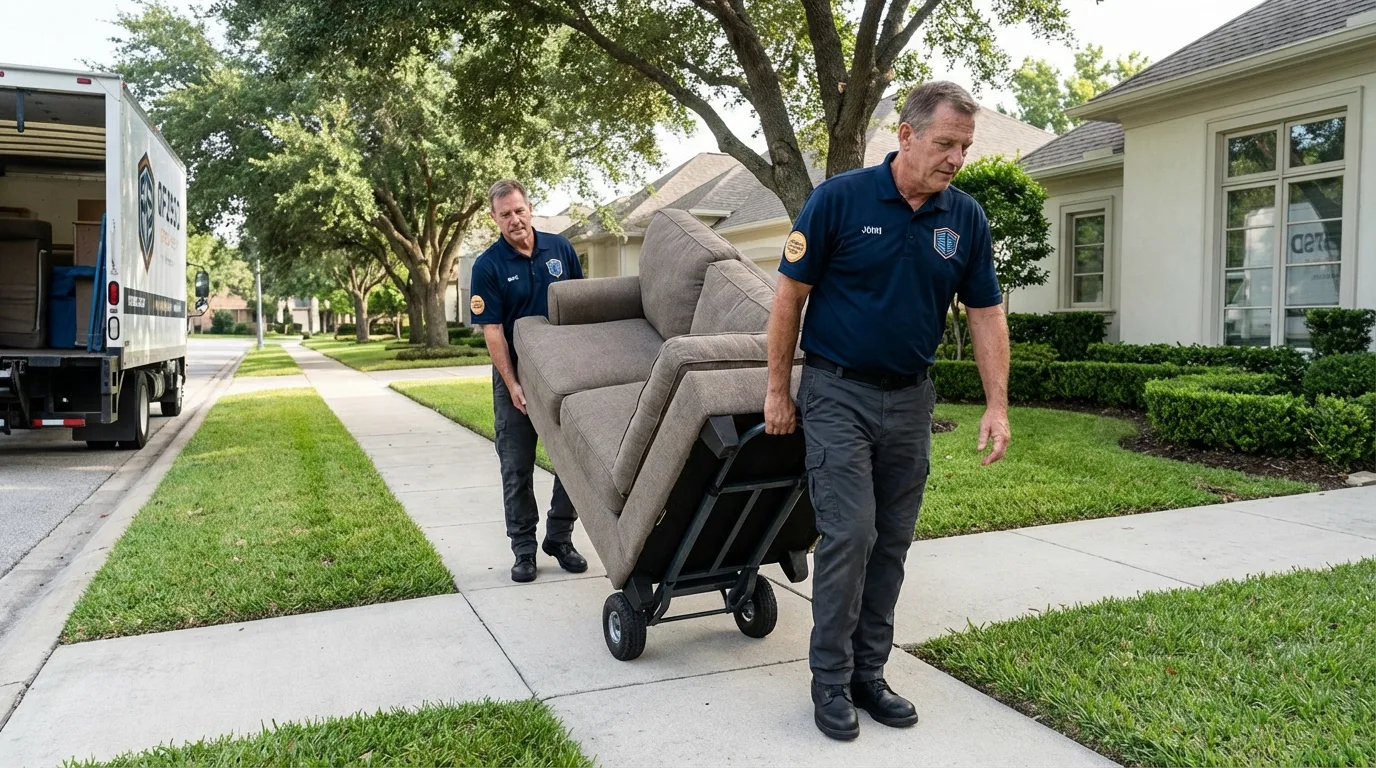 Local residential moving crew loading furniture in Hingham, MA